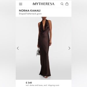 Norma Kamali halter gown chocolate brown